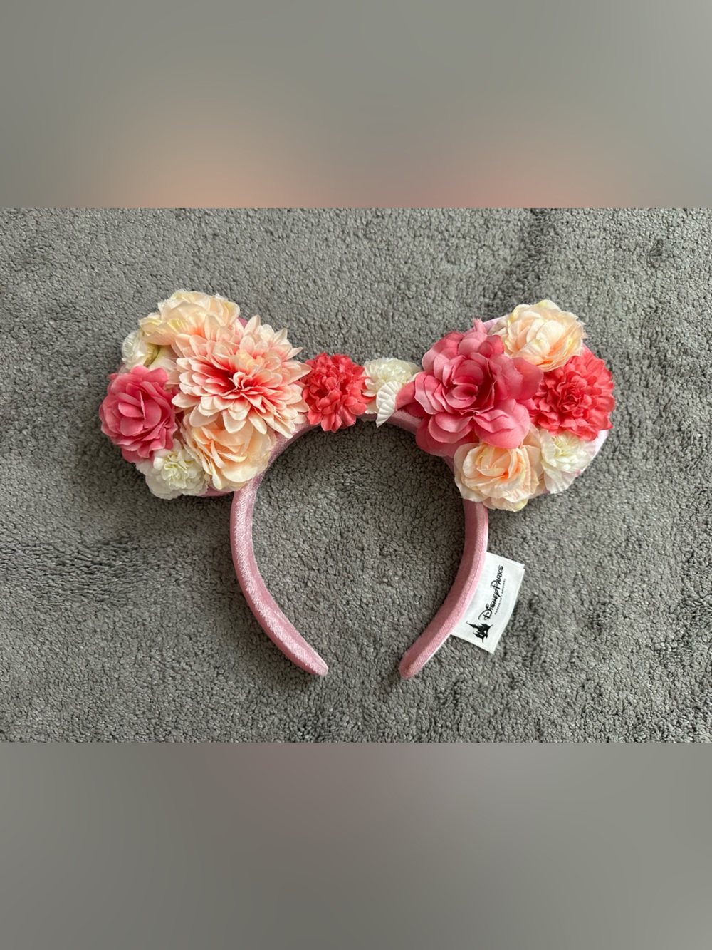 Disney Parks Authentic Flower Garden Mickey Mouse Ears Pink/White Pastel
